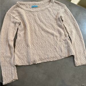 Alice + Olivia Cream Pointelle Knit Pullover Sweater (L)